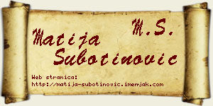 Matija Subotinović vizit kartica